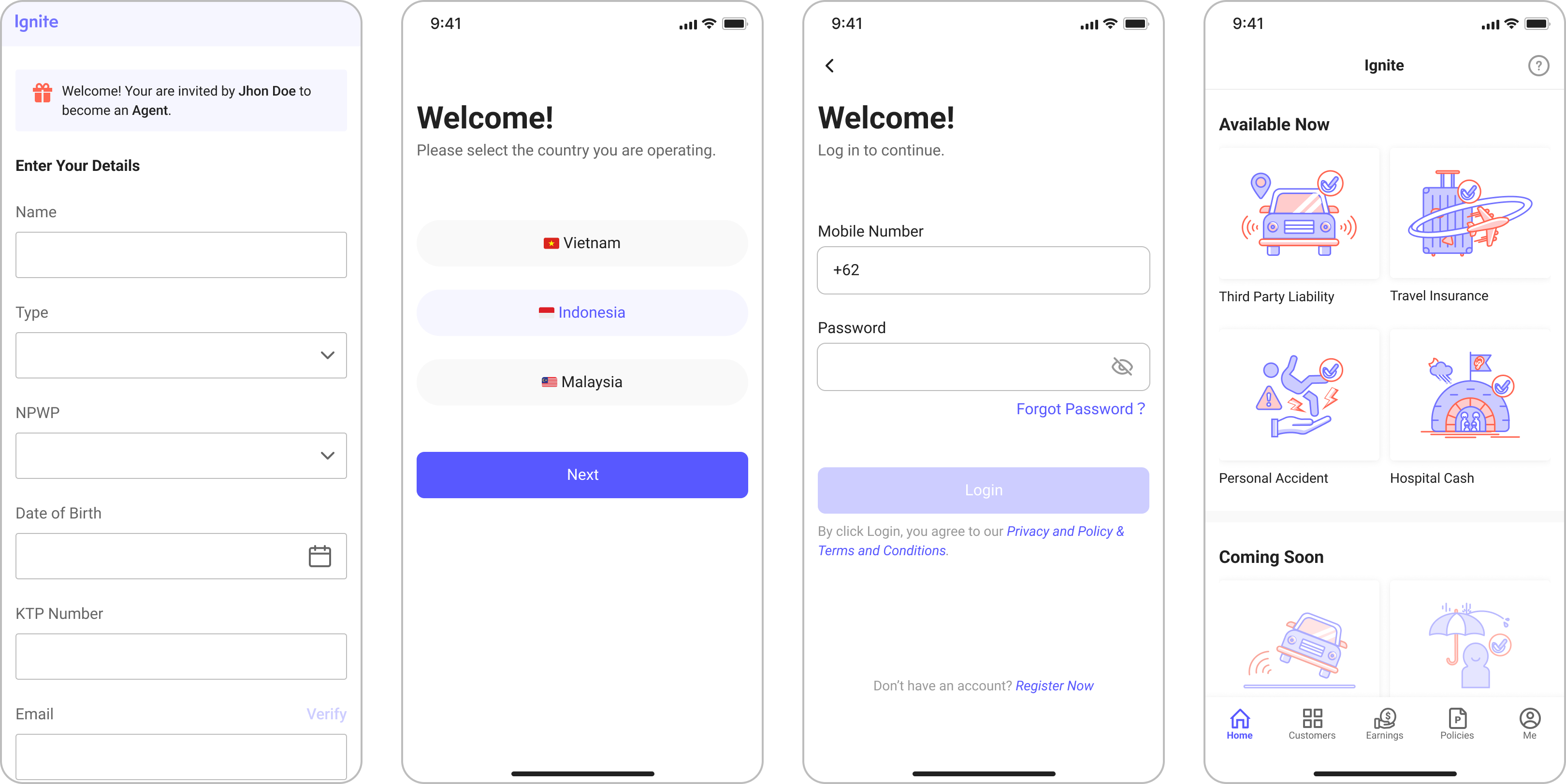 Before — long sign-up form
